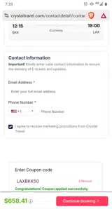 LAXBKK50 coupon verification screenshot