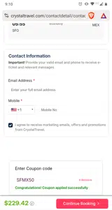 SFMX50 coupon verification screenshot