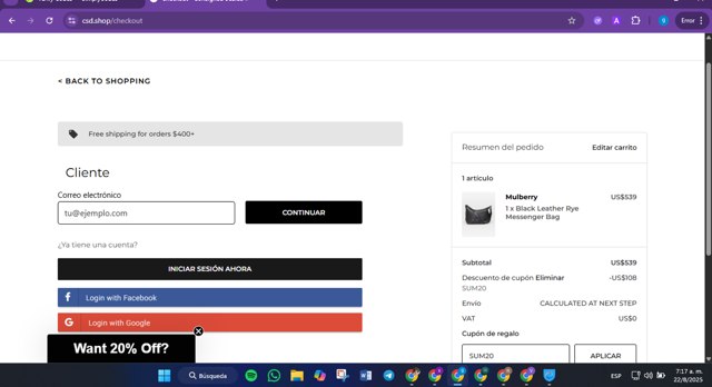 CSD checkout page showing CSD promo code box | Screenshot taken by SimplyCodes community member on Aug 22, 2025