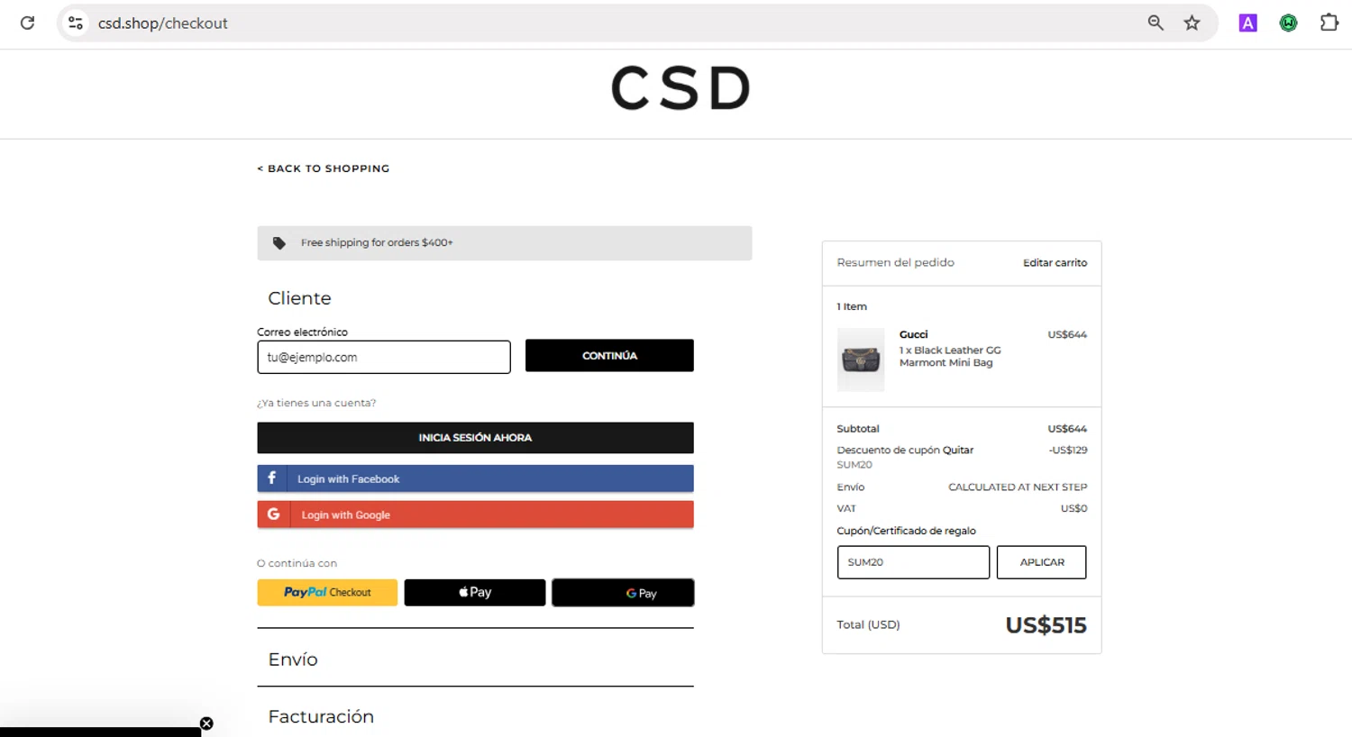 CSD promo code screenshot showing code SUM20 applied at CSD checkout page. Uploaded by SimplyCodes community member Loslocosdelavela on Jul 24, 2025