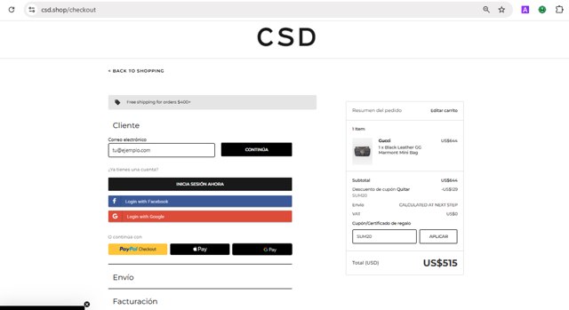 CSD checkout page showing CSD promo code box | Screenshot taken by SimplyCodes community member on Jul 24, 2025