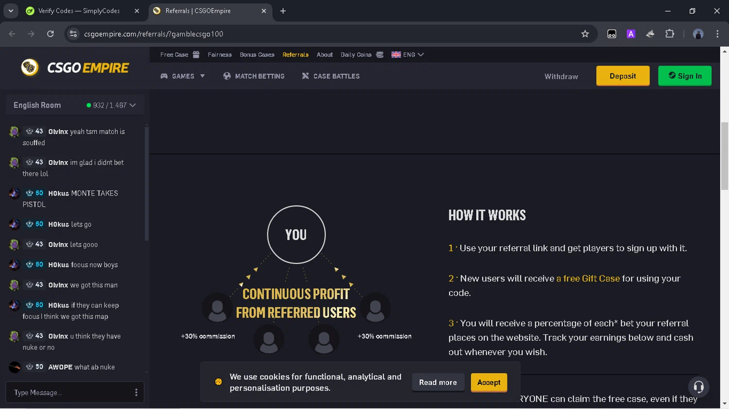 CSGOEmpire checkout page showing CSGOEmpire promo code box | Screenshot taken by SimplyCodes community member on Oct 1, 2024