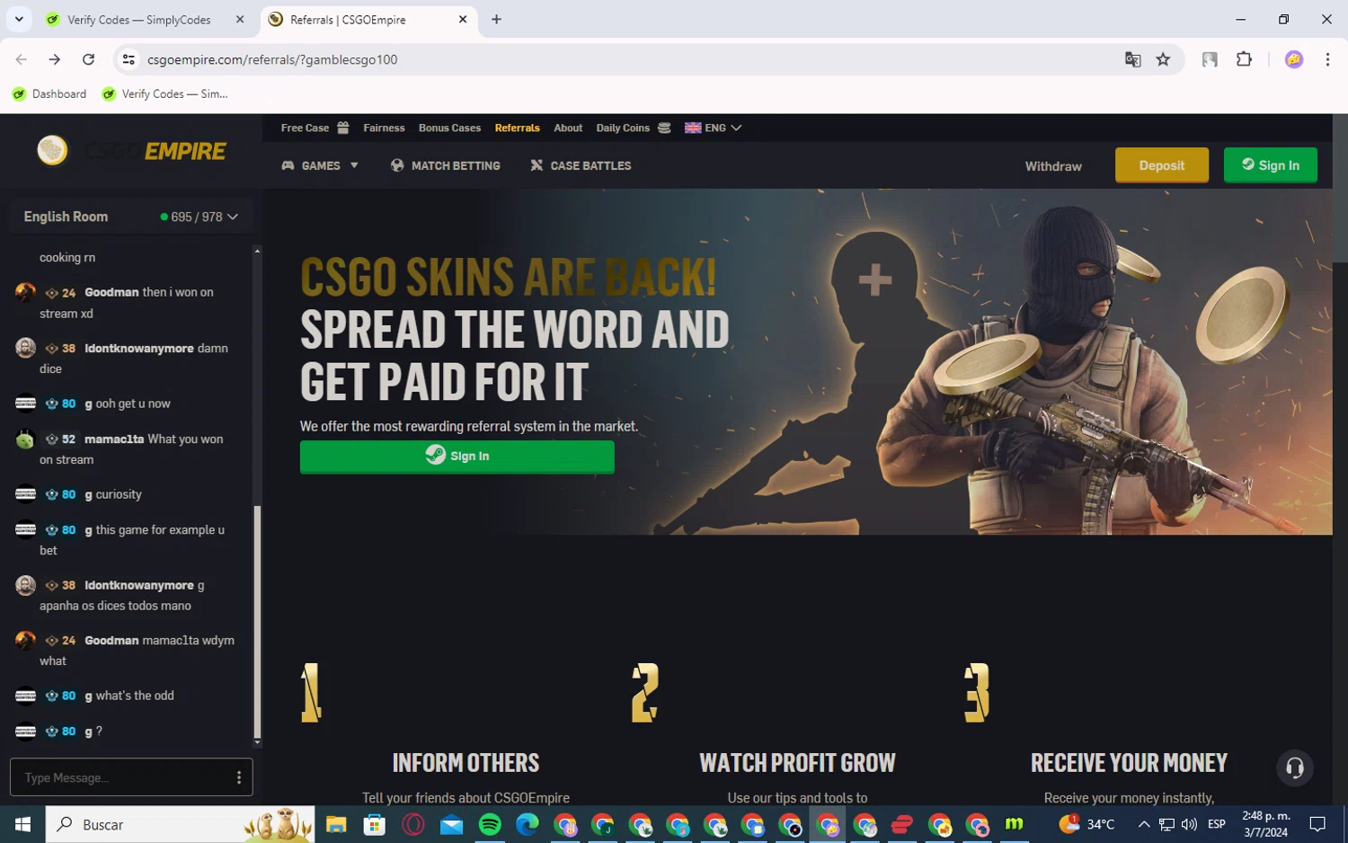 CSGOEmpire checkout page showing CSGOEmpire promo code box | Screenshot taken by SimplyCodes community member on Jul 3, 2024