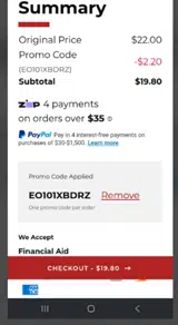 CSUSM University Bookstore coupon verification screenshot