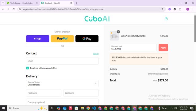 CuboAi checkout page showing CuboAi promo code box | Screenshot taken by SimplyCodes community member on Sep 7, 2025