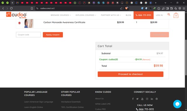 Cudoo checkout page showing Cudoo coupon code box | Screenshot taken by SimplyCodes community member on Jun 6, 2025