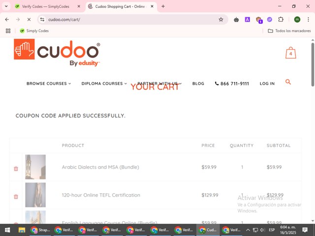 Cudoo checkout page showing Cudoo coupon code box | Screenshot taken by SimplyCodes community member on May 16, 2025