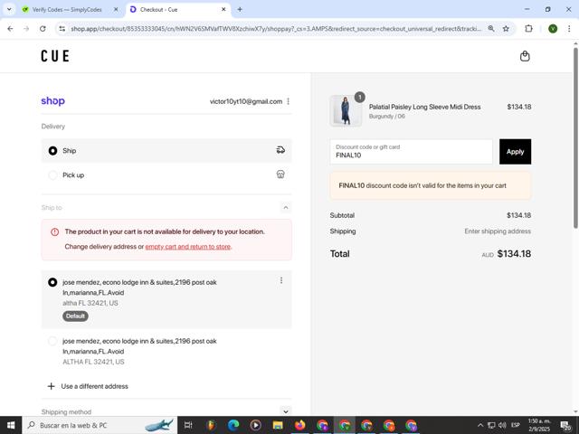 Cue checkout page showing Cue promo code box | Screenshot taken by SimplyCodes community member on Sep 2, 2025