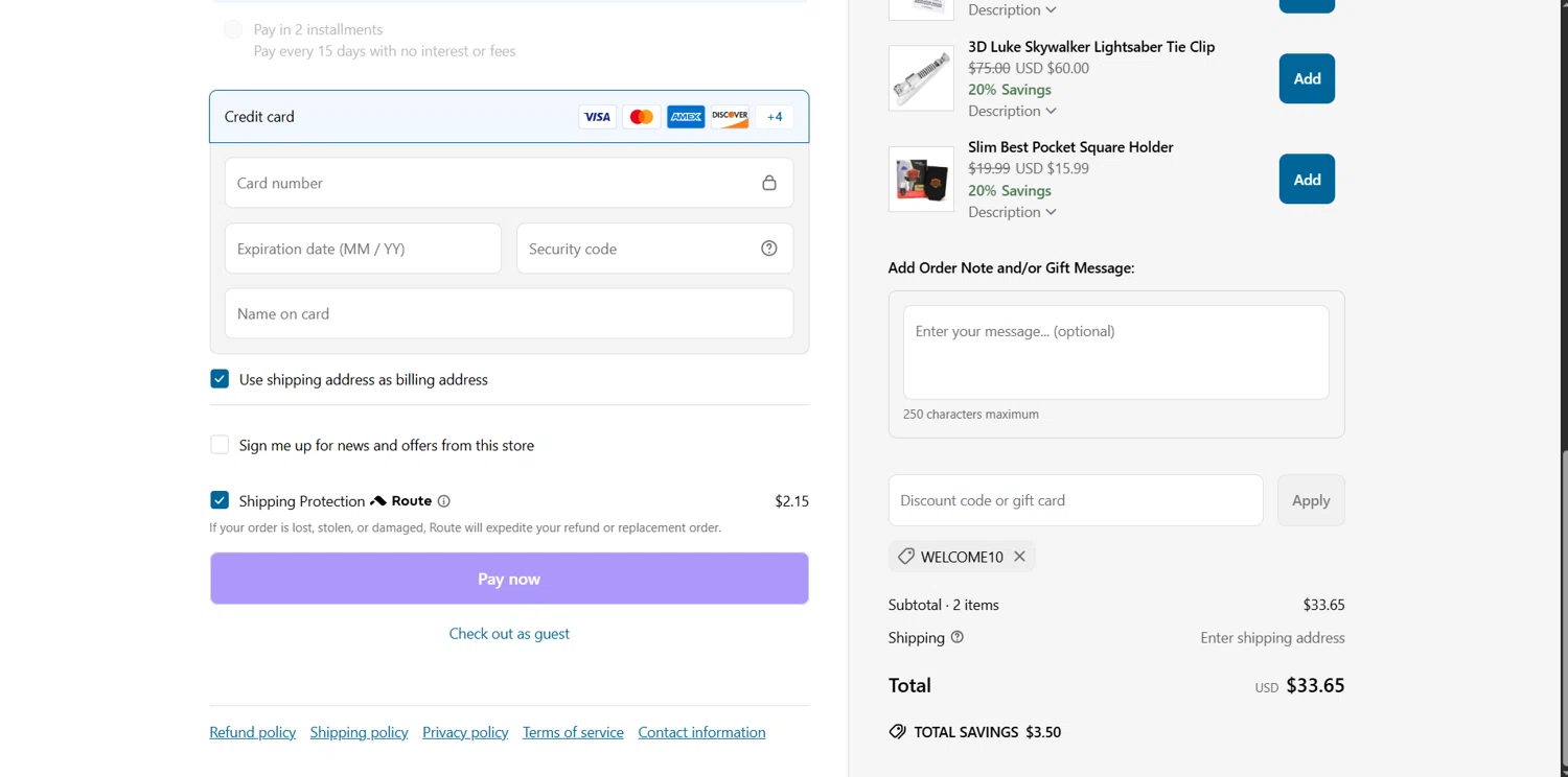 Cufflinks.com promo code screenshot showing code WELCOME10 applied at Cufflinks.com checkout page. Uploaded by SimplyCodes community member BrilliantVoyager5752 on May 29, 2025