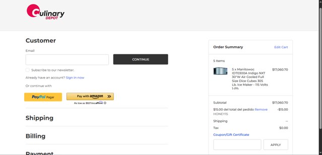 Culinary Depot checkout page showing Culinary Depot coupon code box | Screenshot taken by SimplyCodes community member on Aug 26, 2025