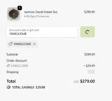 10WELCOME coupon verification screenshot