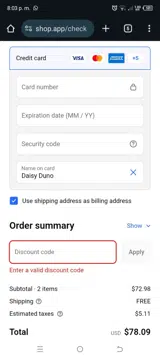 Shop20%Off coupon verification screenshot