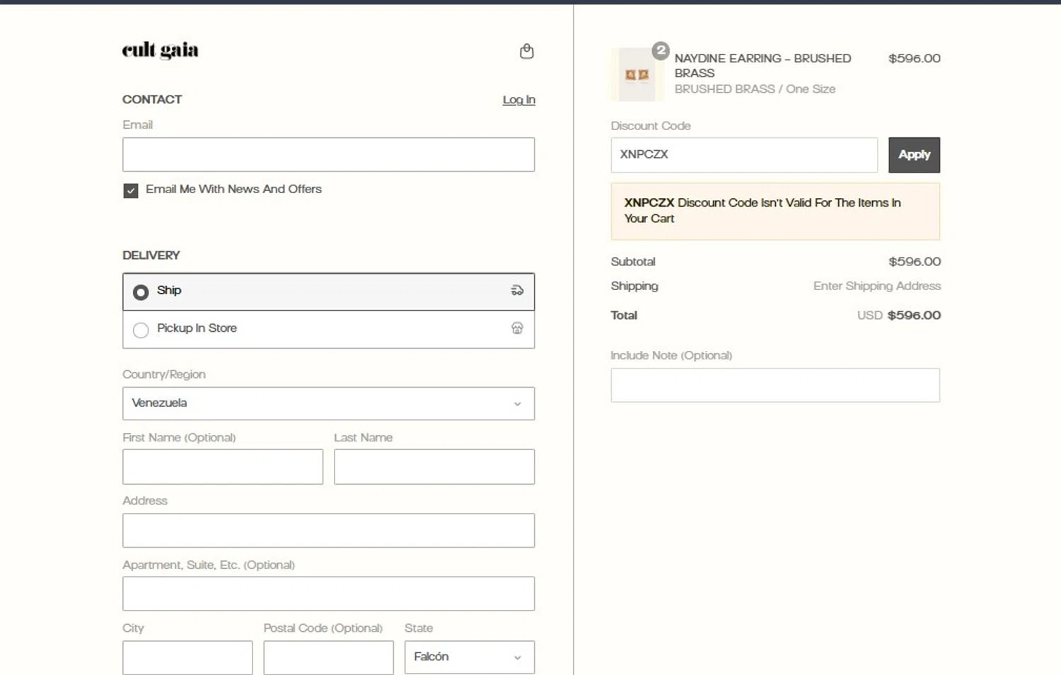 Cult Gaia promo code screenshot showing code XNPCZX applied at Cult Gaia checkout page. Uploaded by SimplyCodes community member VictoriousSpotter2855 on Jul 21, 2025