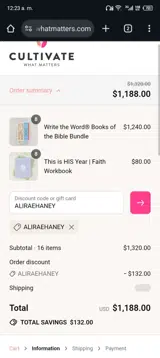 ALIRAEHANEY coupon verification screenshot