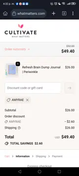 AMYRAE coupon verification screenshot