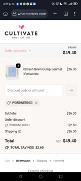 WORDNERDS3 coupon verification screenshot