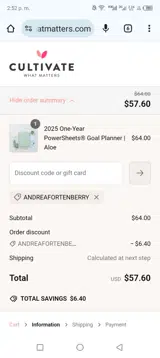 ANDREAFORTENBERRY coupon verification screenshot