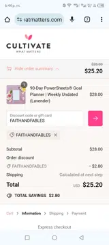 FAITHANDFABLES coupon verification screenshot