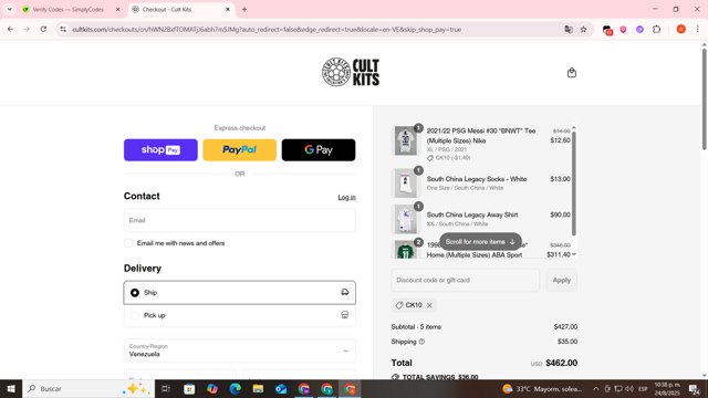 Cult Kits checkout page showing Cult Kits discount code box | Screenshot taken by SimplyCodes community member on Aug 25, 2025
