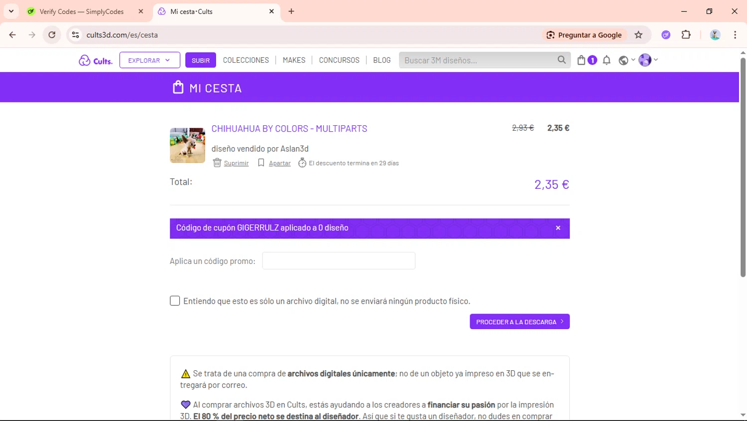 Cults checkout page showing Cults promo code box | Screenshot taken by SimplyCodes community member on Jan 29, 2026