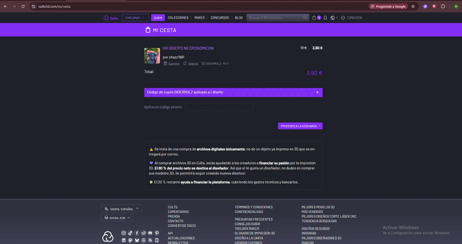 Cults promo code screenshot showing code GIGERRULZ applied at Cults checkout page. Uploaded by SimplyCodes community member TreasureGenius4220 on Dec 3, 2025