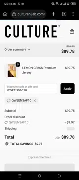 QWEENSAF10 coupon verification screenshot
