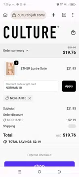 NORHAN10 coupon verification screenshot