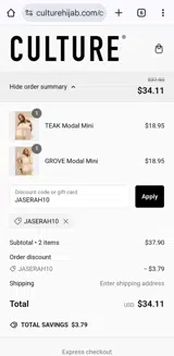 JASERAH10 coupon verification screenshot