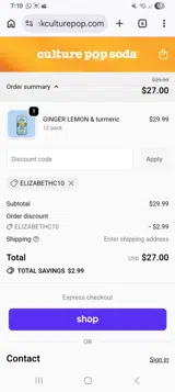 Culture Pop coupon verification screenshot