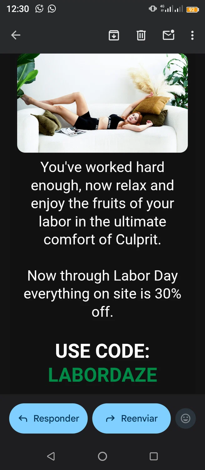 Culprit Underwear discount code screenshot showing code LABORDAZE applied at Culprit Underwear checkout page. Uploaded by SimplyCodes community member jimmytheis on Aug 29, 2025