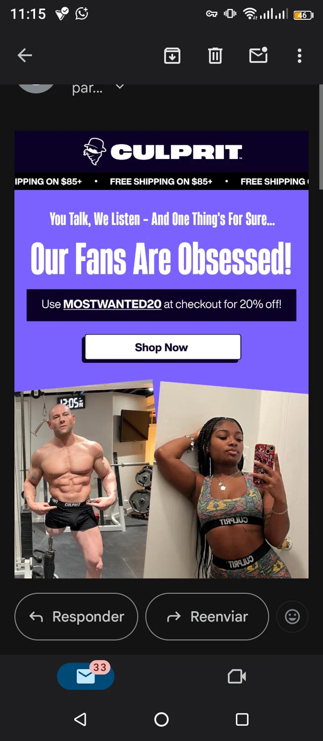 Culprit Underwear discount code screenshot showing code Mostwanted20 applied at Culprit Underwear checkout page. Uploaded by SimplyCodes community member jimmytheis on Jul 25, 2025