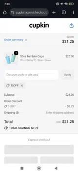 15OFF coupon verification screenshot