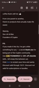 FOUNDER20 coupon verification screenshot