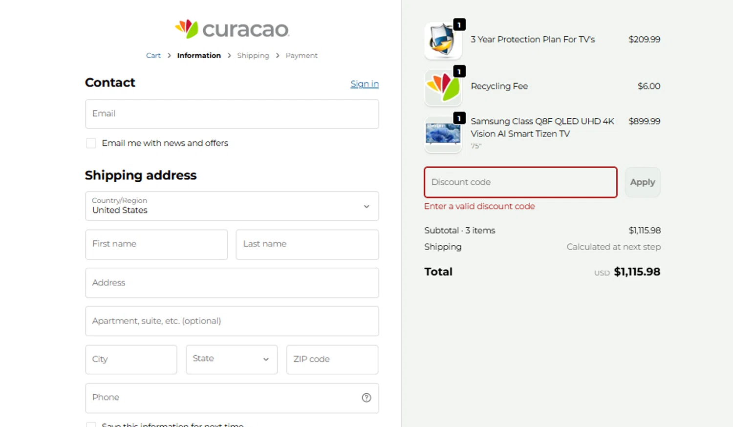 Curacao promo code screenshot showing code 100deal applied at Curacao checkout page. Uploaded by SimplyCodes community member yosuethgotopo on Jan 27, 2026