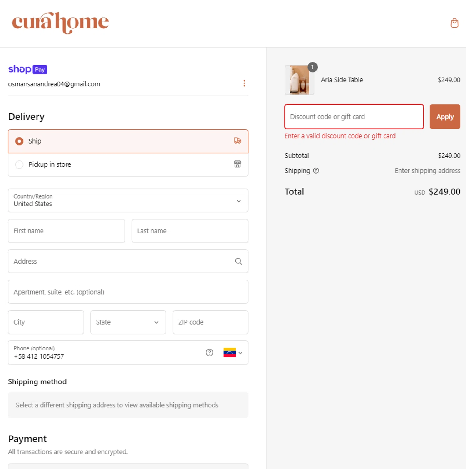 Cura Home discount code screenshot showing code FORYOU15 applied at Cura Home checkout page. Uploaded by SimplyCodes community member elchino08 on Jan 24, 2025