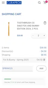 SPRING25 coupon verification screenshot