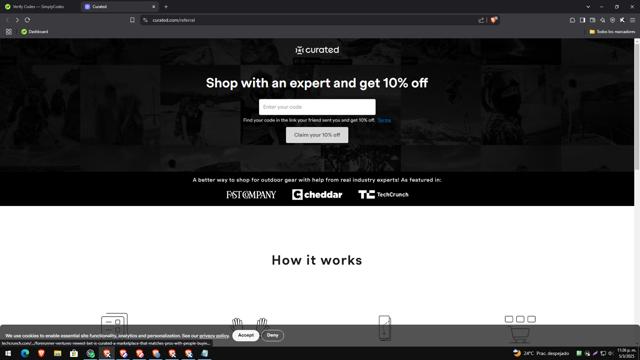 Curated checkout page showing Curated promo code box | Screenshot taken by SimplyCodes community member on Mar 6, 2025