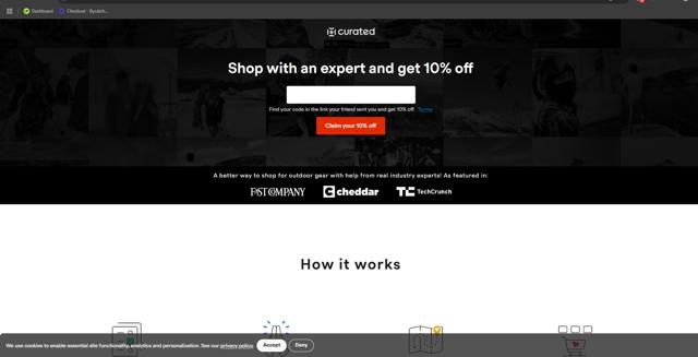 Curated checkout page showing Curated promo code box | Screenshot taken by SimplyCodes community member on Mar 25, 2025