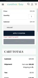 Curativa Bay coupon verification screenshot