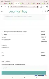 Curativa Bay coupon verification screenshot