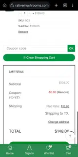 store25 coupon verification screenshot
