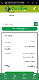 shop25 coupon verification screenshot