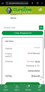 apply25 coupon verification screenshot