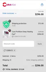 CURA15 coupon verification screenshot