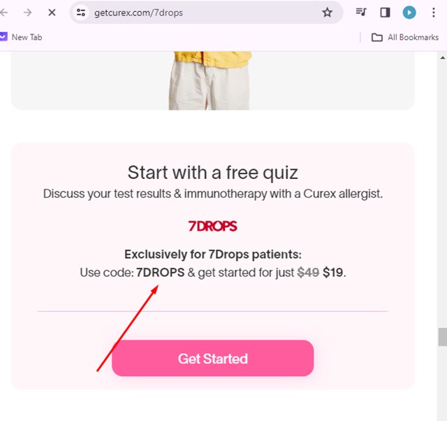 Curex Allergy checkout page showing Curex Allergy promo code box | Screenshot taken by SimplyCodes community member on Mar 3, 2024