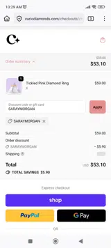 SARAYMORGAN coupon verification screenshot