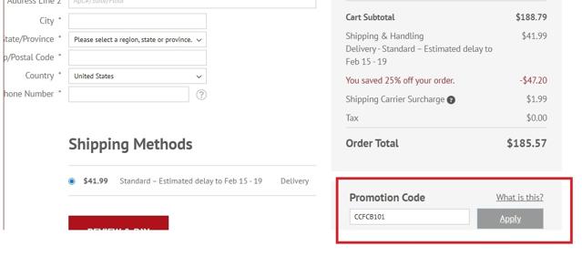 Current checkout page showing Current promo code box | Screenshot taken by SimplyCodes community member on Jan 30, 2021