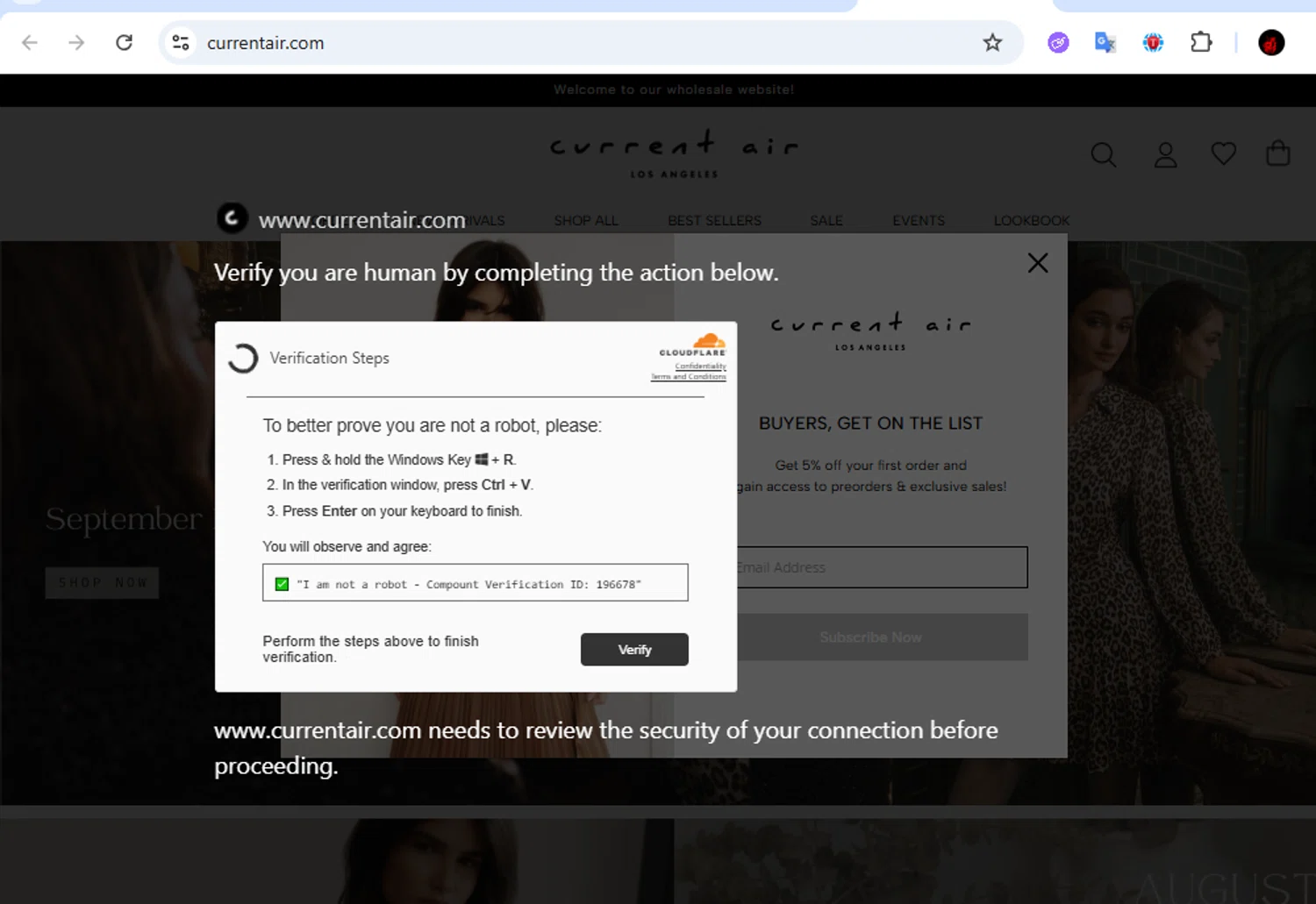 Current Air promo code screenshot showing code SALEHVD44H applied at Current Air checkout page. Uploaded by SimplyCodes community member Francisco01 on Aug 12, 2025