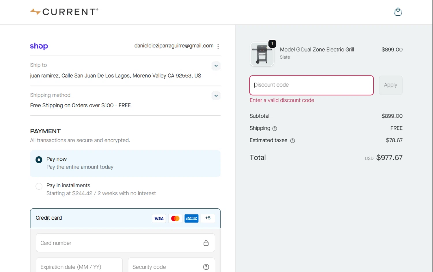 Current Backyard promo code screenshot showing code 21SEPT applied at Current Backyard checkout page. Uploaded by SimplyCodes community member comepingas on Sep 23, 2025