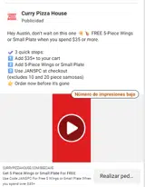 Curry Pizza House coupon verification screenshot